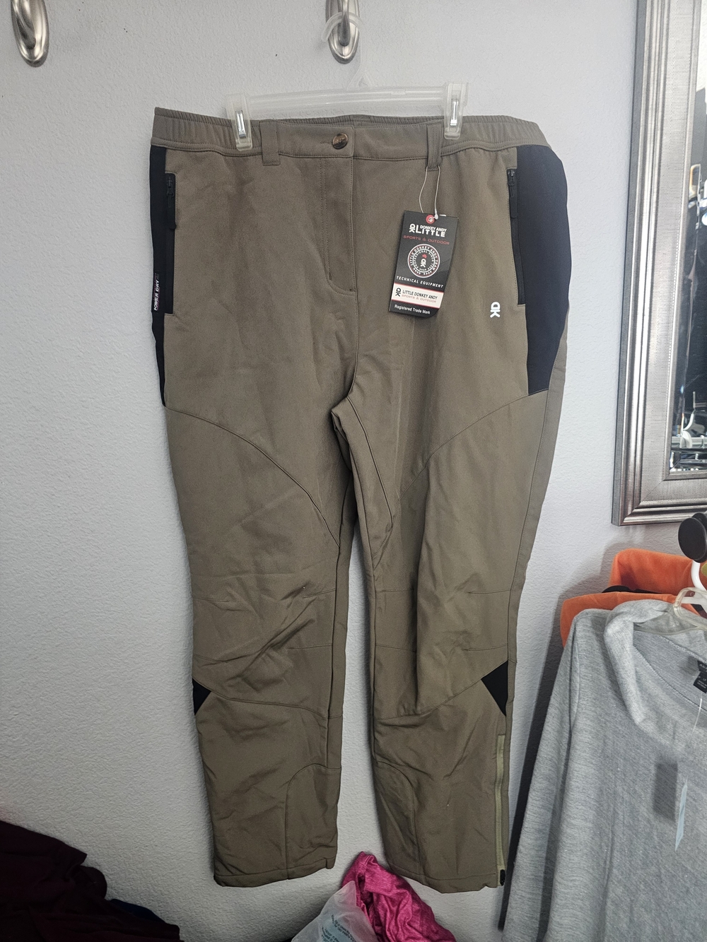 Women's Olive Green Ski Pants with Black Panels